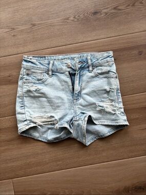 American Eagle Outfitters Light Blue Distressed Denim Shorts